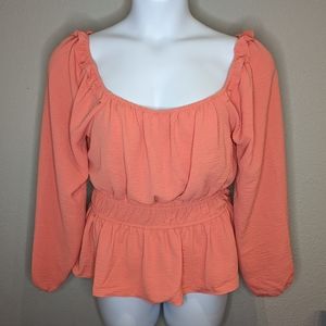 Sz Large Nine West Scoop Peplum Blouse top
